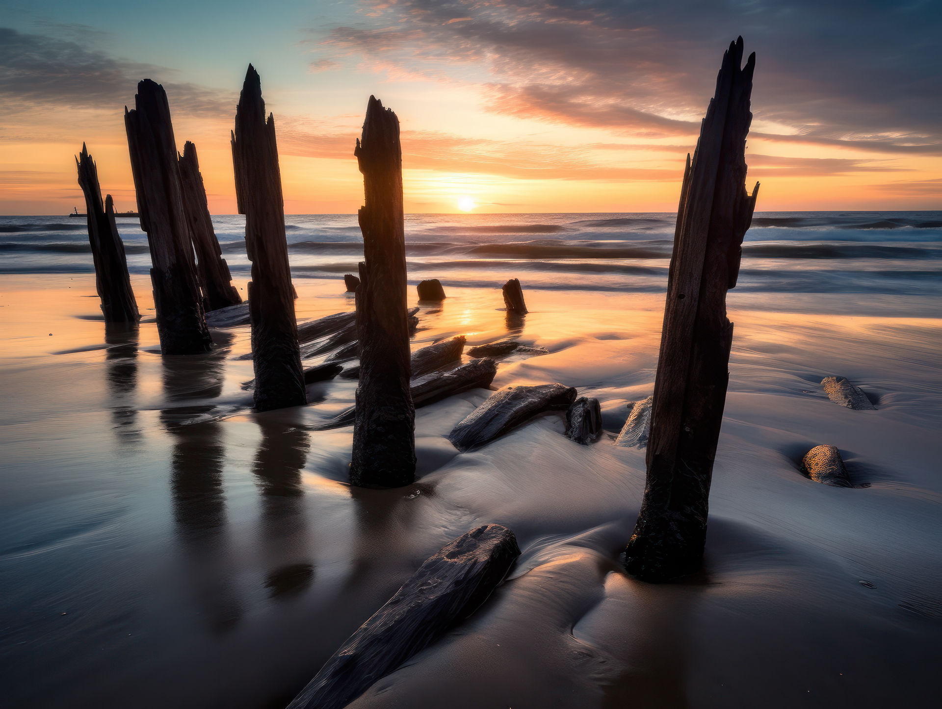 spanksen_old_wooden_logs_on_the_beach_un